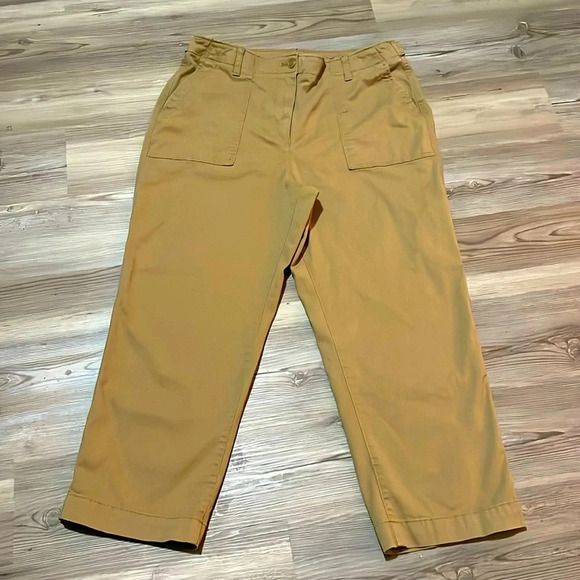 Talbots Patch Pocket Crop Chinos Khaki Tan Straight leg Womens size 14 Neutral - Picture 3 of 14